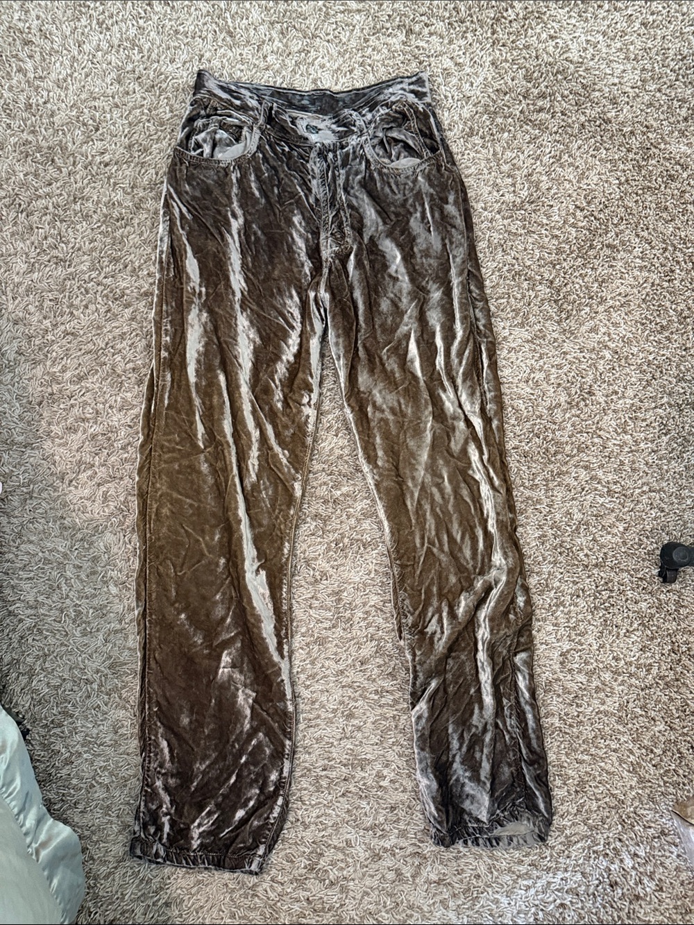 CP Shades San Francisco Velvet Pants Medium Brown Wide Leg Rayon